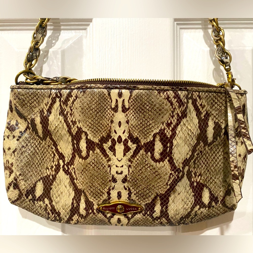 Elliott Lucca 100% Leather Embossed Snake Skin 3Way Crossbody Bag